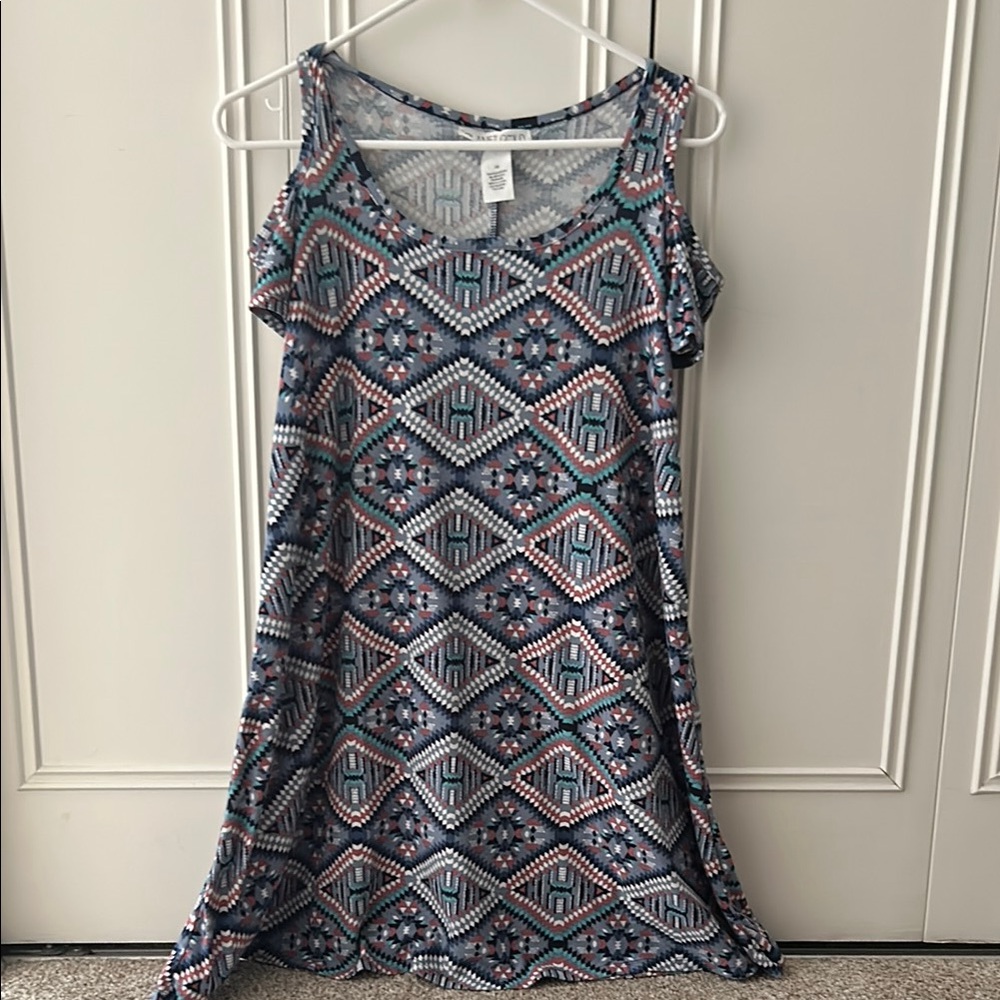 Planet Gold Blue and Pink Mini Dress